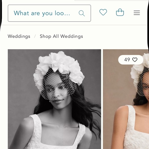 Anthropologie Suzanne Ceremony Elegant White Floral Headpiece with Veil New main image 7